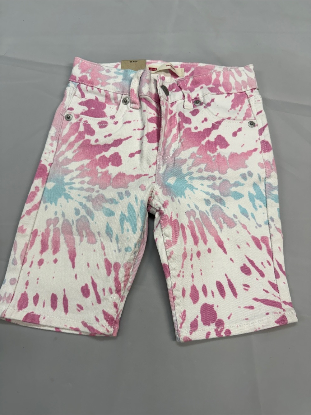 Kids Tie-Dye Pink & Blue Denim Shorts